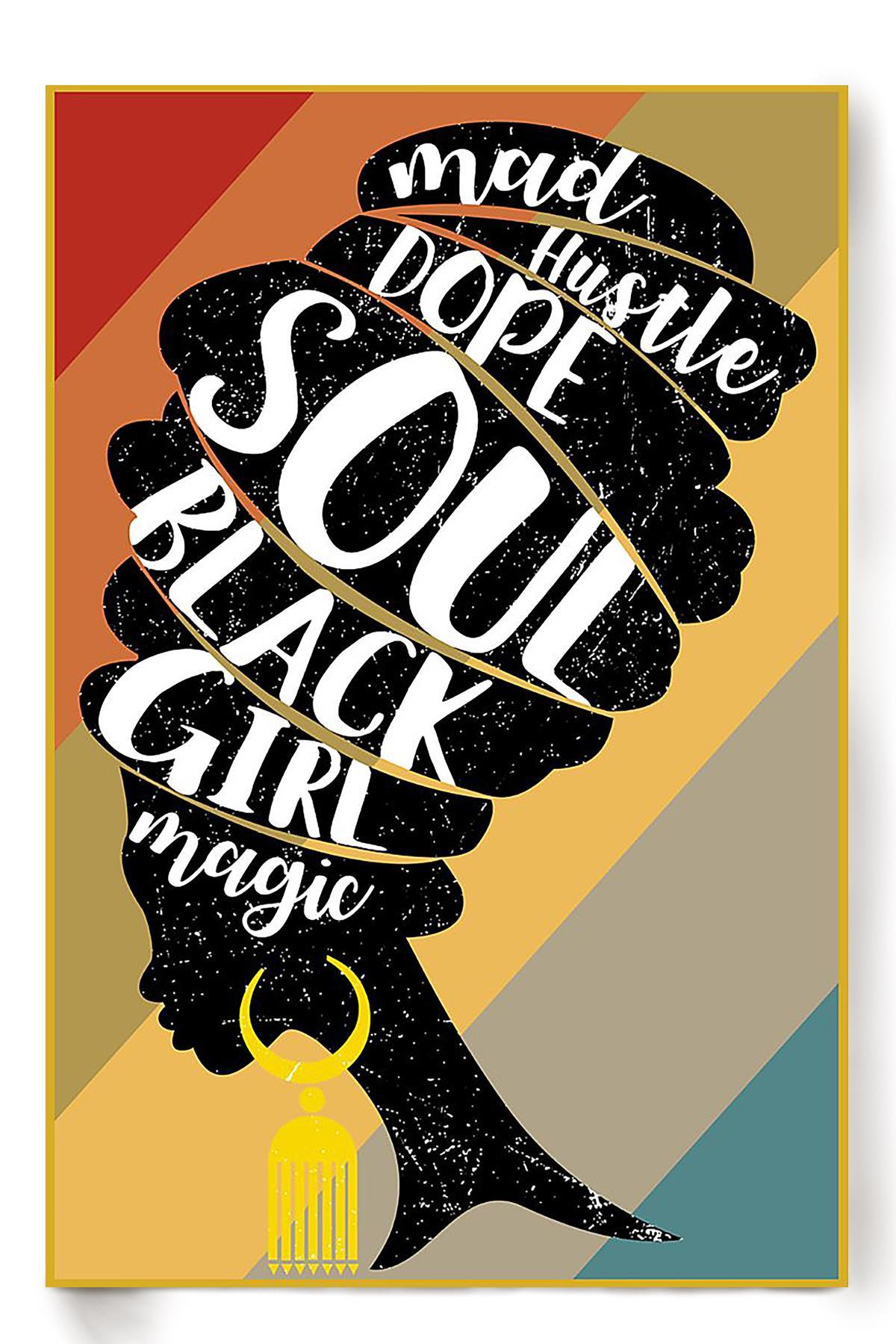 Black Girl Magic Vintage Wall Art Quote For Black People Home Decor Housewarming Poster