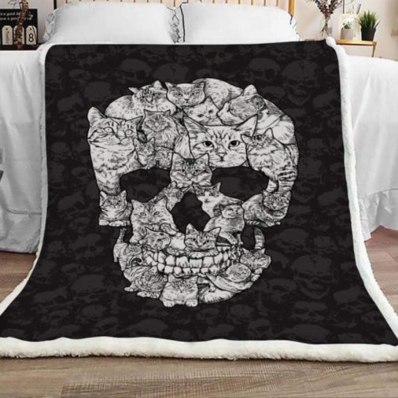 Skull Cat Sherpa Blanket JR1402 81O57