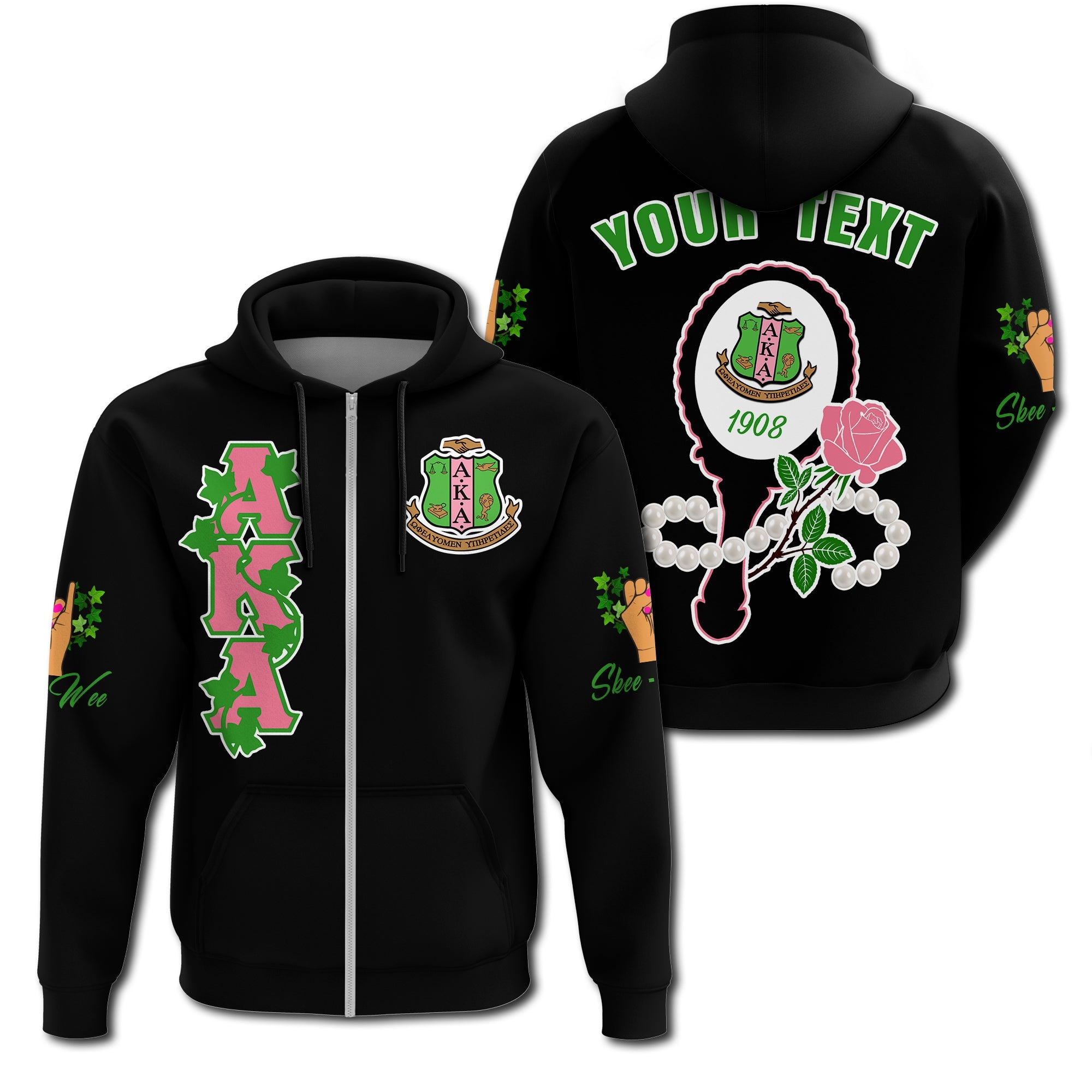 ( Custom Personalized ) Alpha Kappa Alpha Mirror Zip Hoodie T09