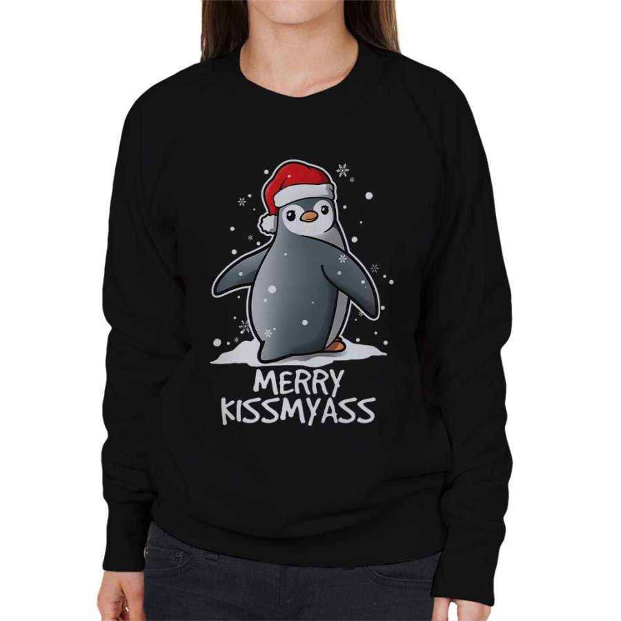 Sassy Penguin Merry Kissmyass Christmas Women’s Sweatshirt