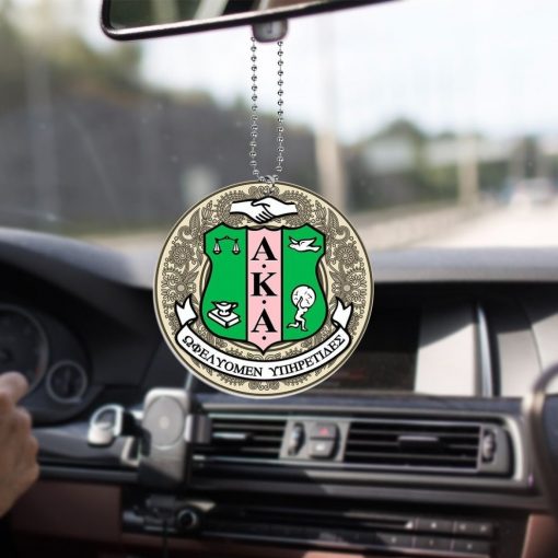 Alpha Kappa Alpha 1908 Emblem Flower Background Circle Car Hanging Ornament