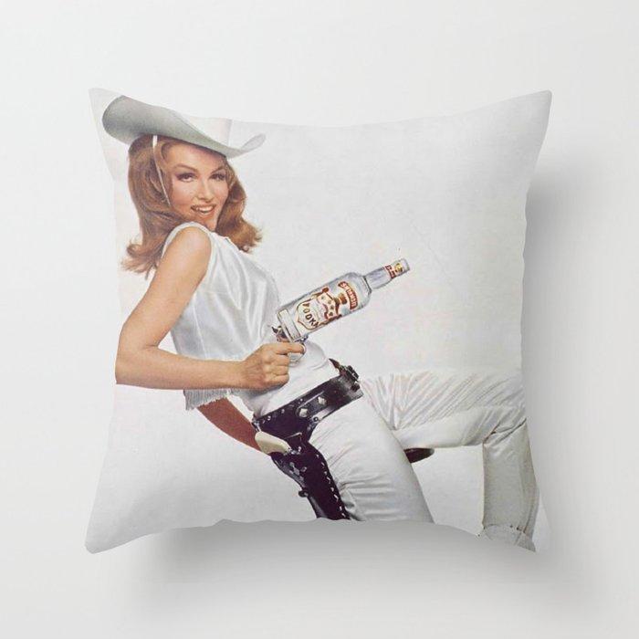 Vodka Martini – Julie Newmar Cowgirl – When I say Bloody Mary…Alcoholic Beverages Vintage Poster Throw Pillow