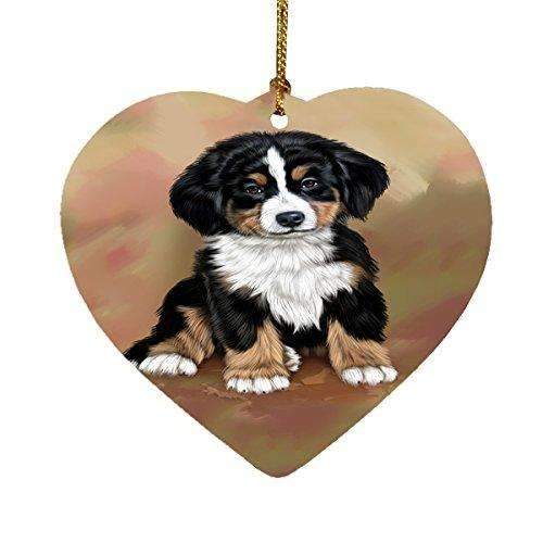 Bernese Mountain Puppy Dog Heart Christmas Ornament