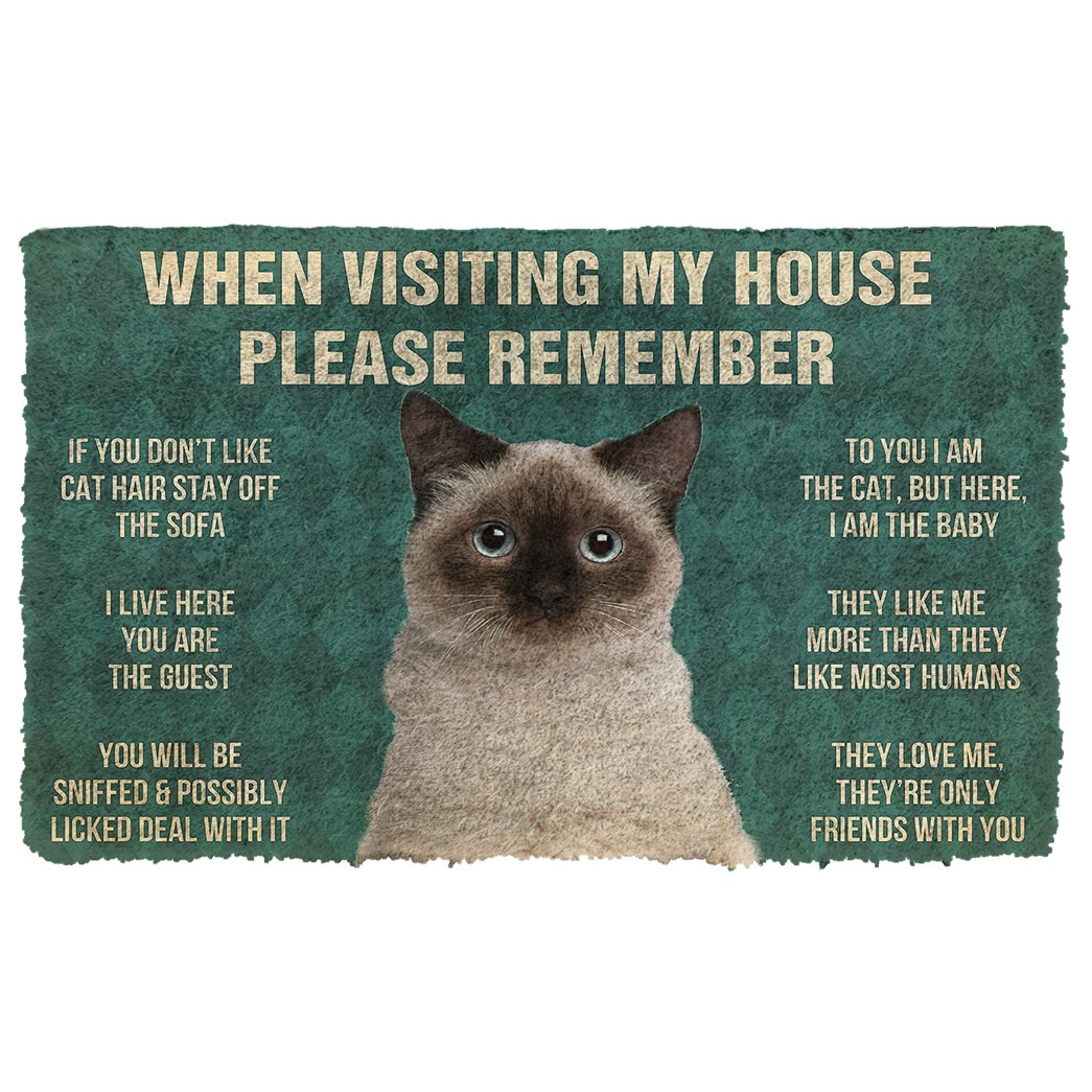 Gearhumans  Gearhuman 3D Please Remember Birman Cat House Rules Custom Doormat