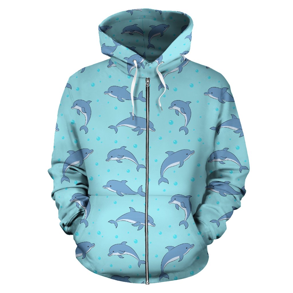 Dolphin Baby Cute Print Pattern Zip Up Hoodie