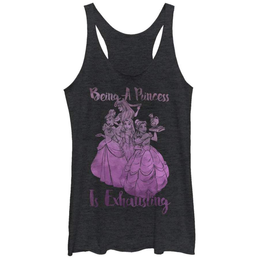 Tangled Women’s Being a Princess is Exhausting  Racerback Tank Black Heather