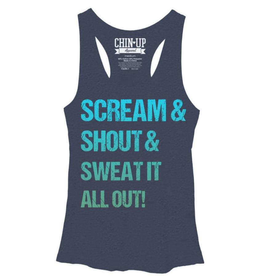 CHIN UP Women’s Scream and Shout  Racerback Tank Navy Heather S