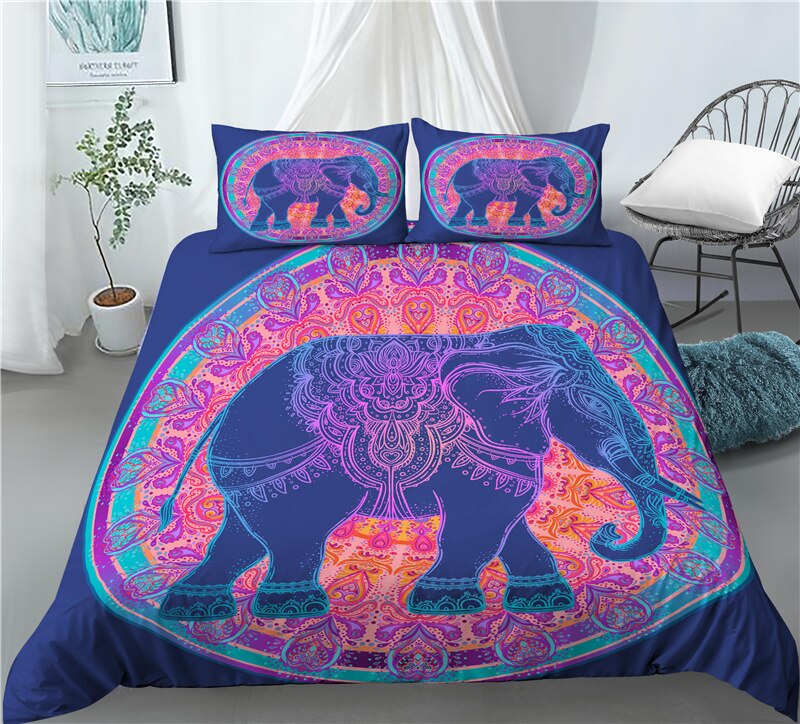 Vintage 3D Elephant Digital Printed Bedding Set Stylish Art Piece Down Covered Pillowcase Multisize Bedding Duvet Covers