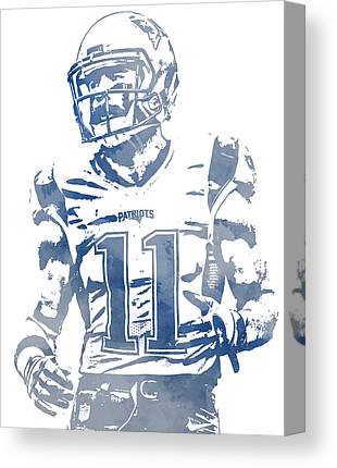 Julian Edelman New England Patriots Pixel Art 20 Joe Hamilton Canvas Print