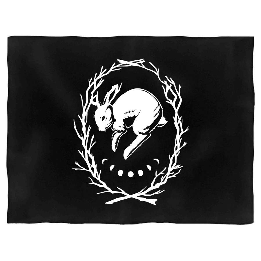 Black Jackalope Rabbit Occult Blanket