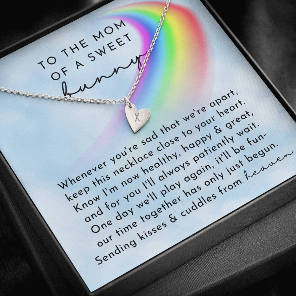 Bunny Memorial Stamped Mini Hearts Necklace | Day Rainbow Remembrance