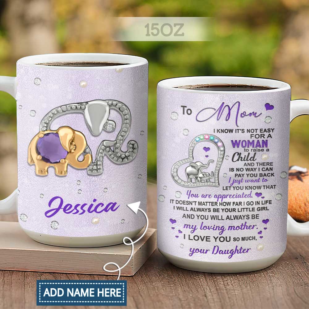 Jewelry Mom And Daughter Elephant Personalized KD2 HALZ1704003Z Full Color Ceramic Mug