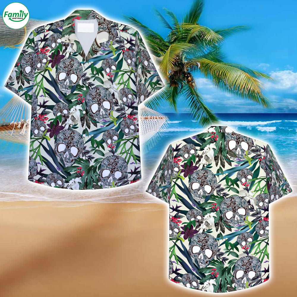 Abstract Skull Hawaiian Shirt – Nk56