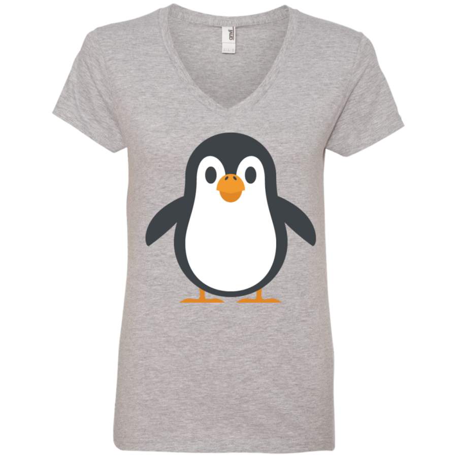 Happy Penguin Emoji Ladies’ V-Neck T-Shirt