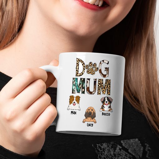 Dog Mum Leopard Print Custom Dog Breed Funny Personalized Mug