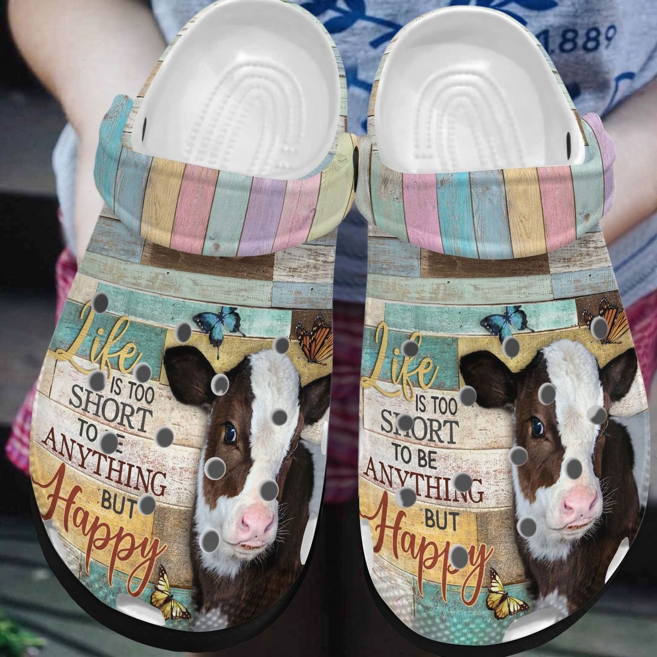 Cow Personalized Clog, Custom Name, Text, Color, Number Fashion Style For Women, Men, Kid, Print 3D Be Happy