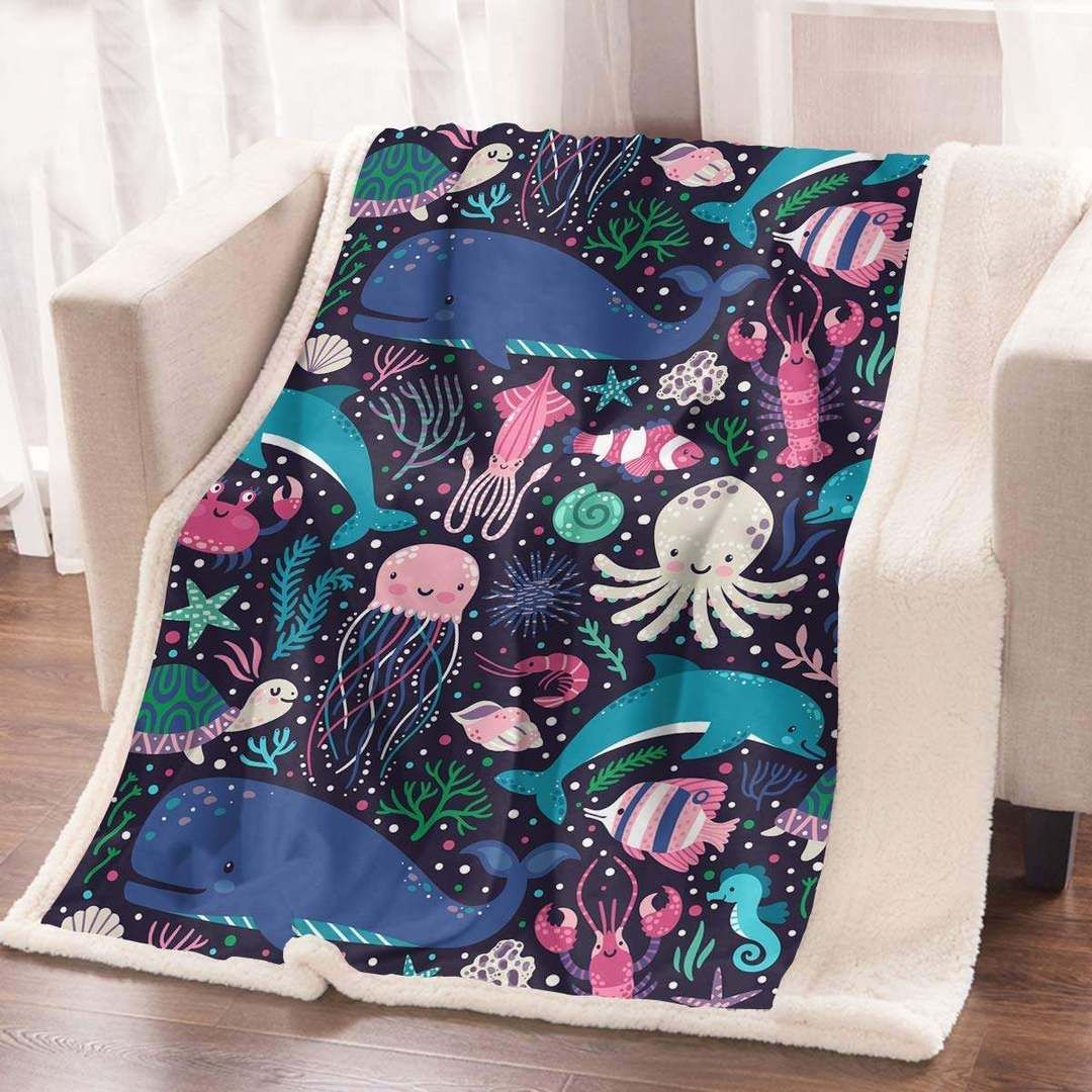 Underwater Animals Cla0910026F Sherpa Fleece Blanket