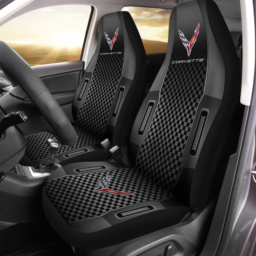 Chevrolet Corvette Car Seat Cover (Set Of 2) Ver 11 (Grey)