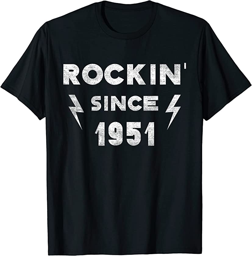 70 th Birthday For Men Women, Vintage, Rockin Since 1951 T-Shirt