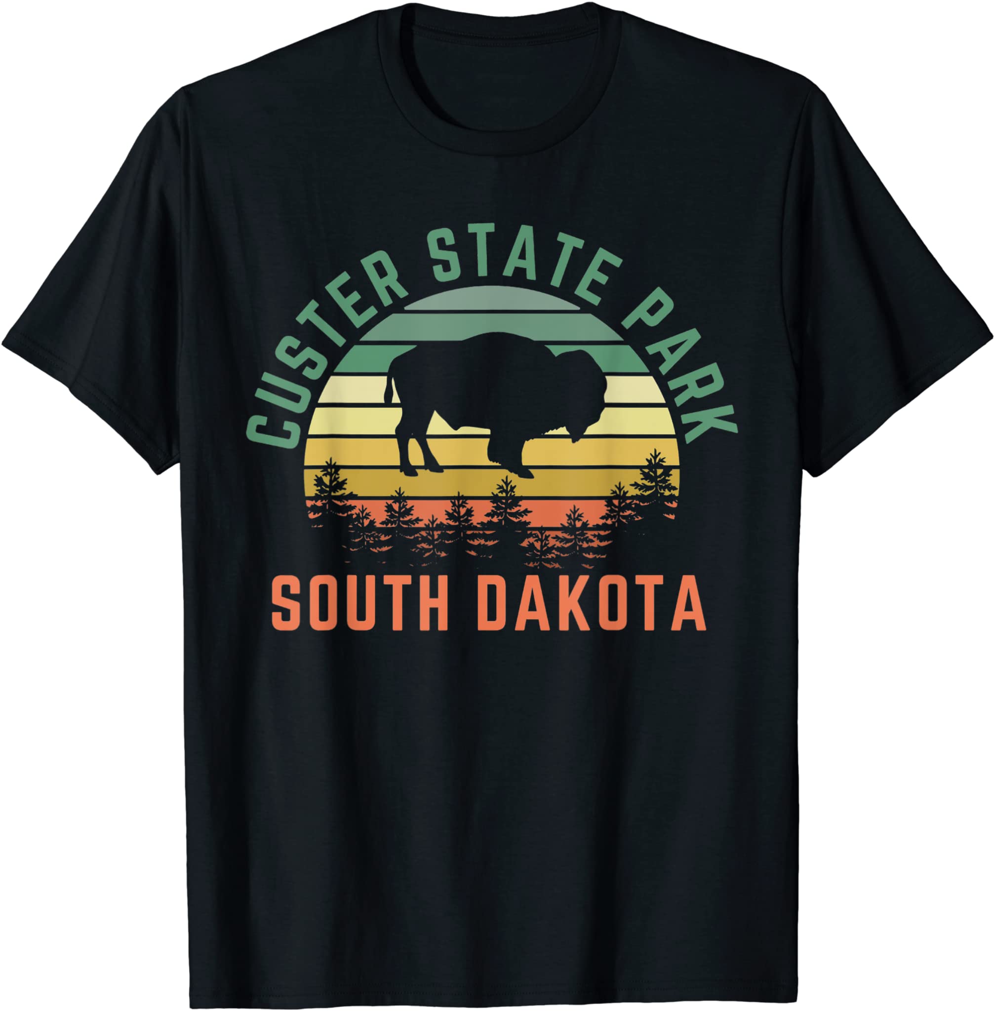 Custer State Park South Dakota Buffalo Retro Sunset T-Shirt