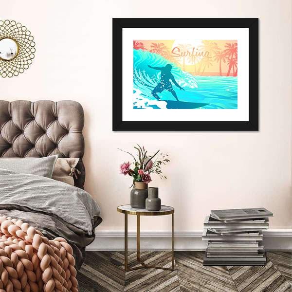 Beach Canvas Art Prints Sunrise Surfer Canvas Print Wall Art Home Decoration