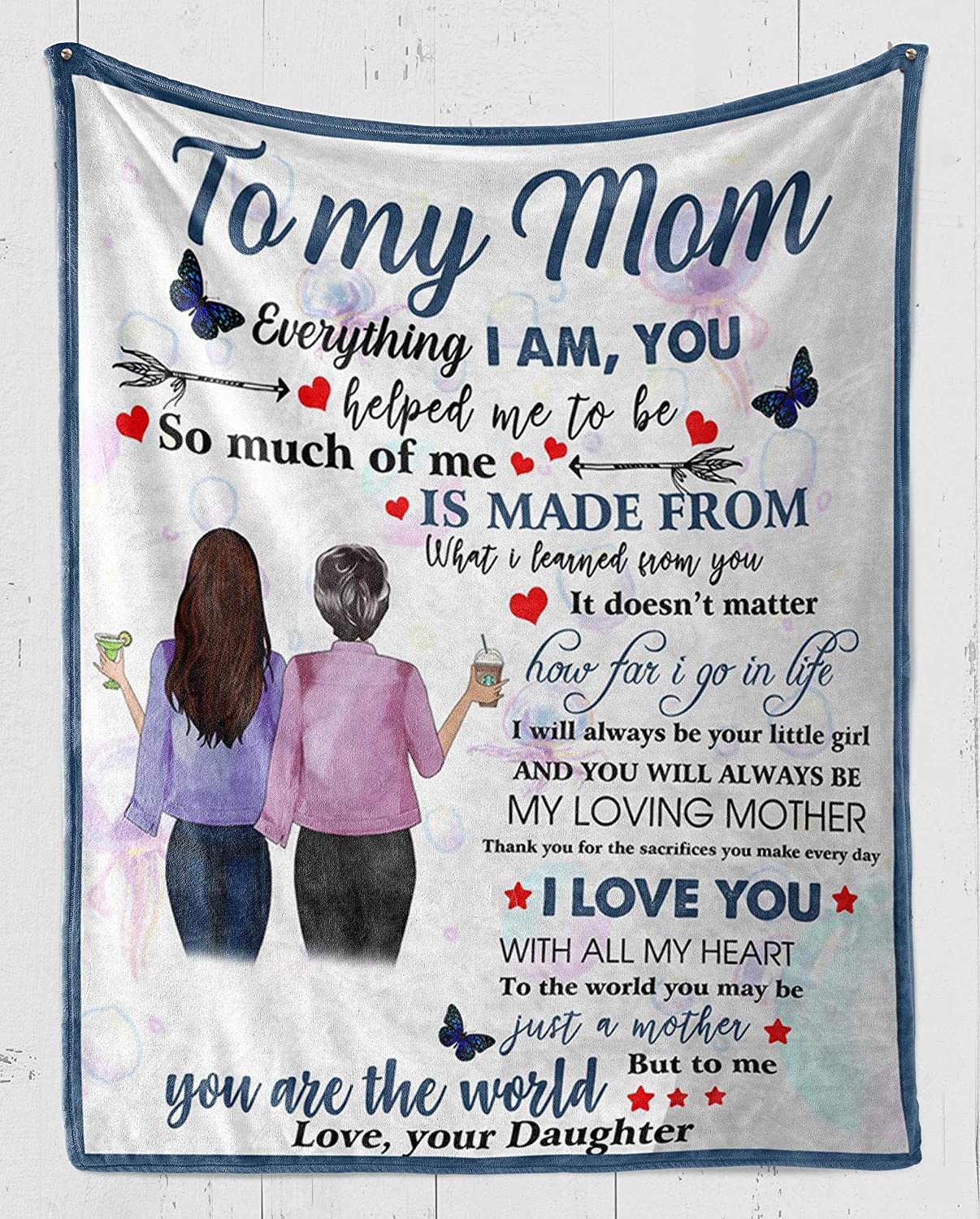 Fleece Blanket – to My Mom – I Love You Fleece Blanket – Fleece Blanket 3D Soft Cozy Lightweight Durable Plush Throw Blanket for Bedroom Living Rooms Sofa Couch-Gift for Mother.