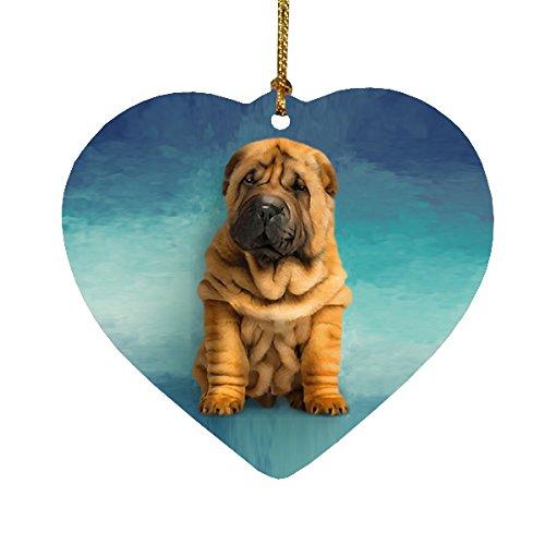 Shar Pei Puppy Heart Christmas Ornament Hpor48103