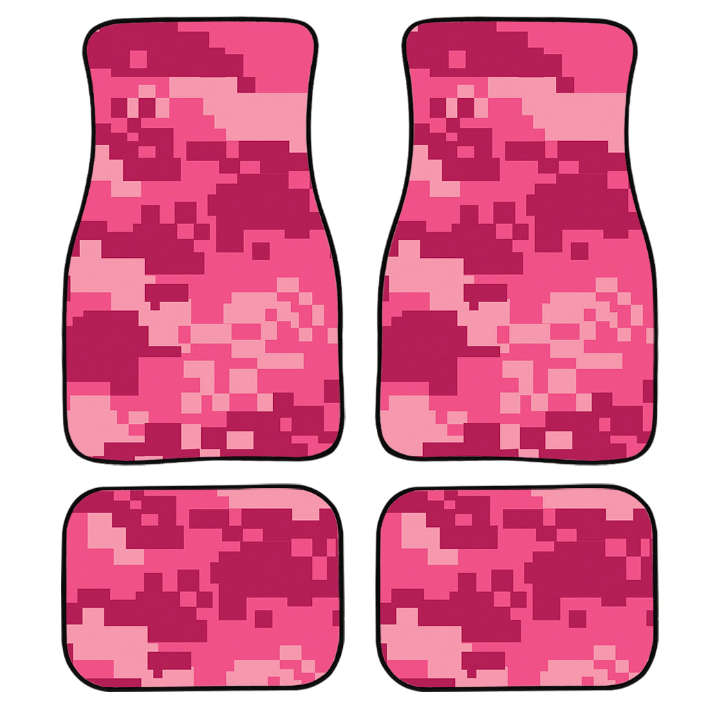 Pink Digital Camo Pattern Print Front And Back Car Floor Mats, Front Car Mat