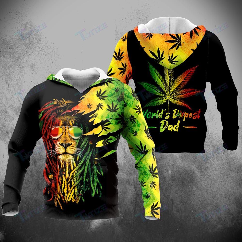 Weed Lion Dopest Dad Rasta 3D All Over Printed Shirt, Sweatshirt, Hoodie, Bomber Jacket Size S – 5XL