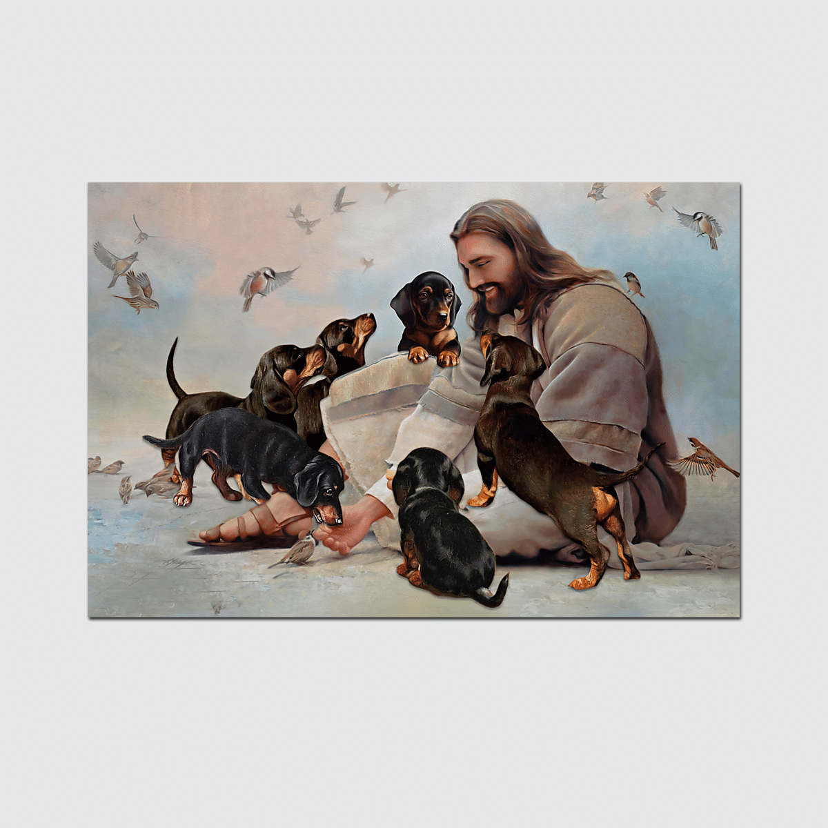 God Surrounded By Dachshunds Poster