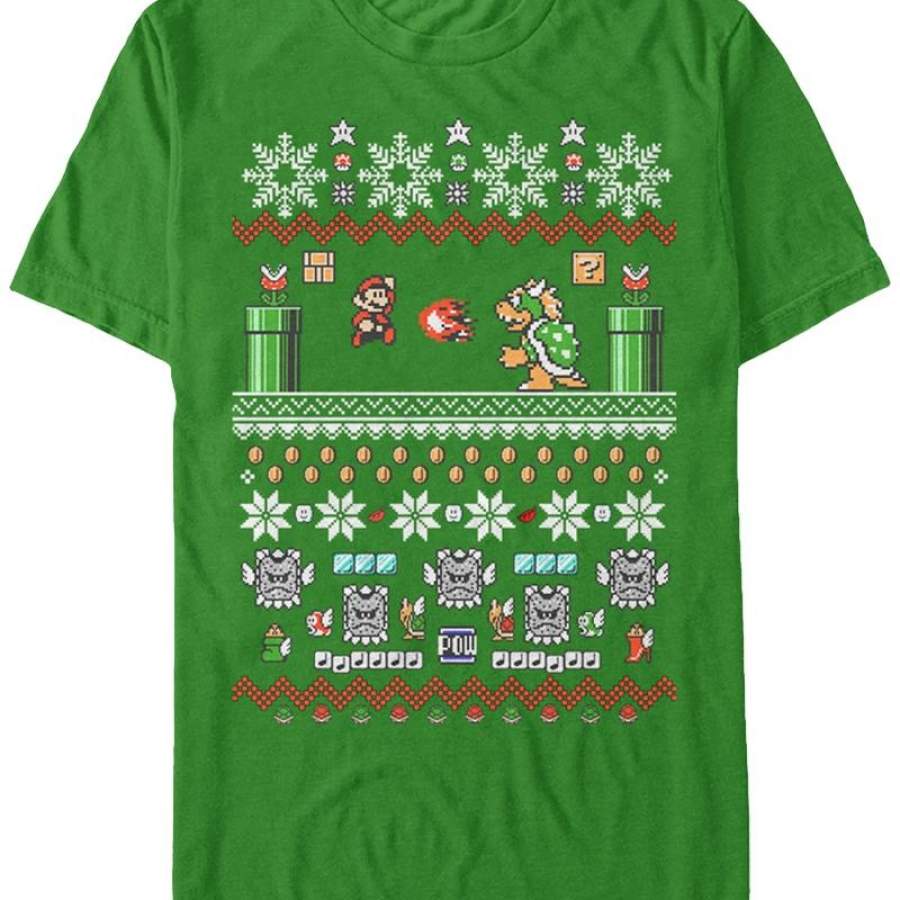 Nintendo Super Mario Christmas TShirt Love Art USA