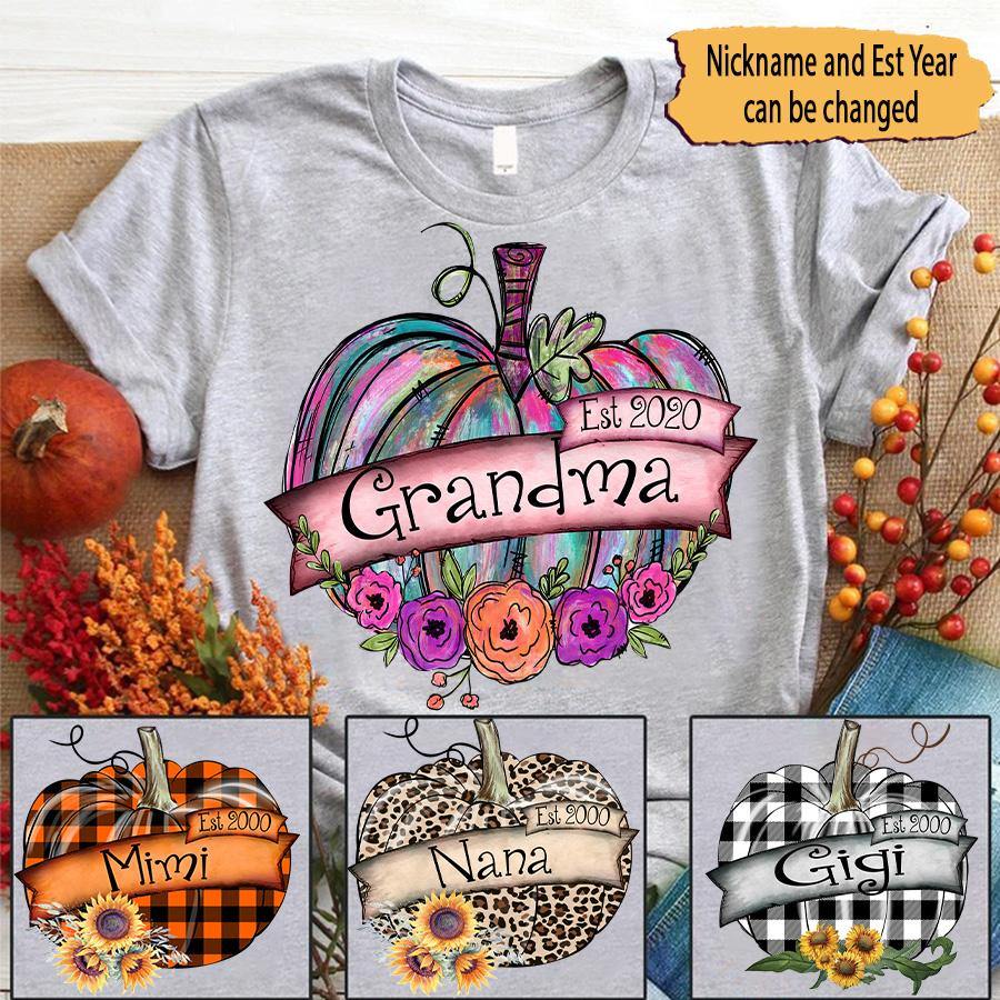 Pamaheart Grandma Est Pumpkin Flower Shirt