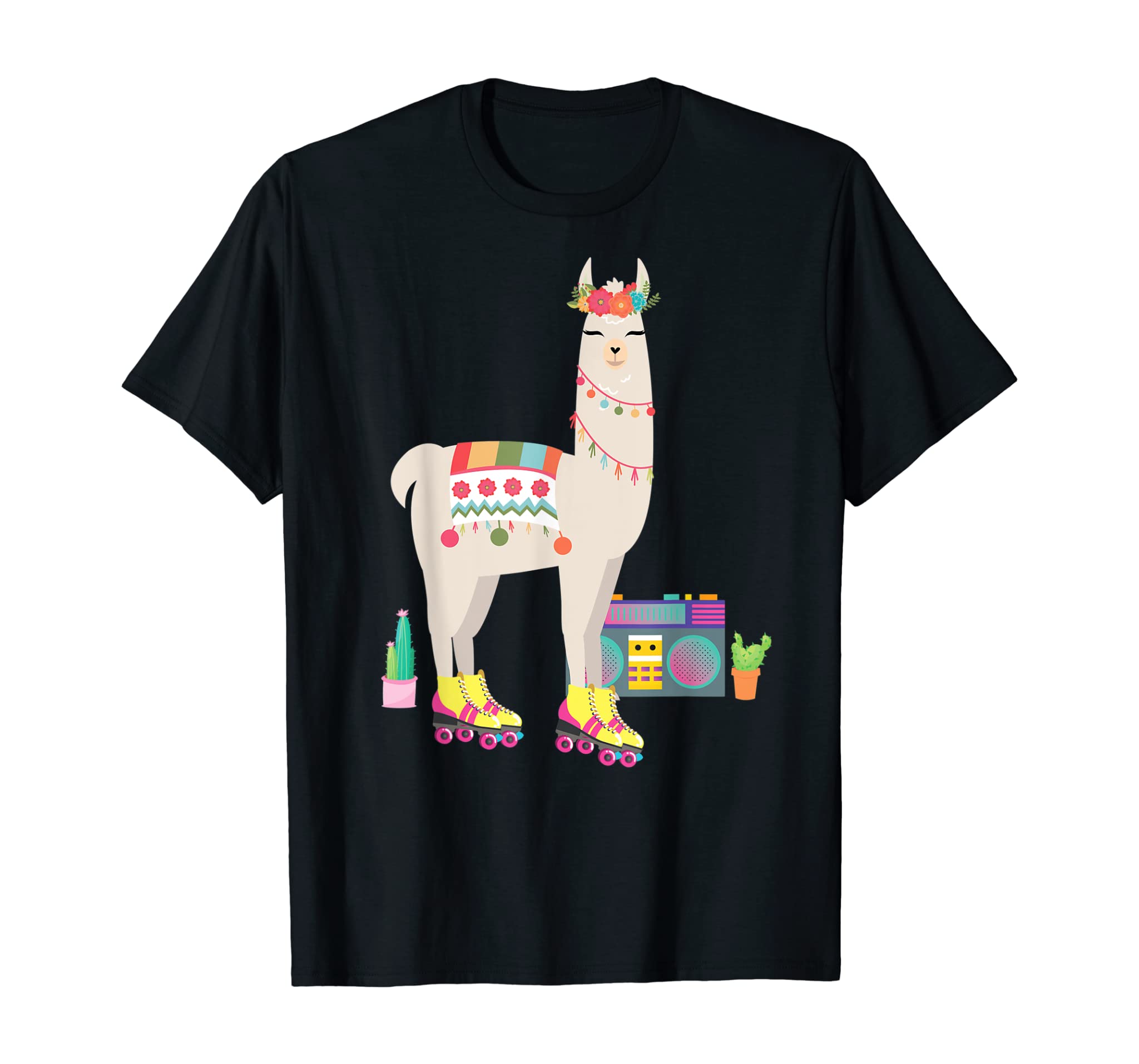 Retro llama Roller Skate Derby 70s 80s T Shirt Gift girl