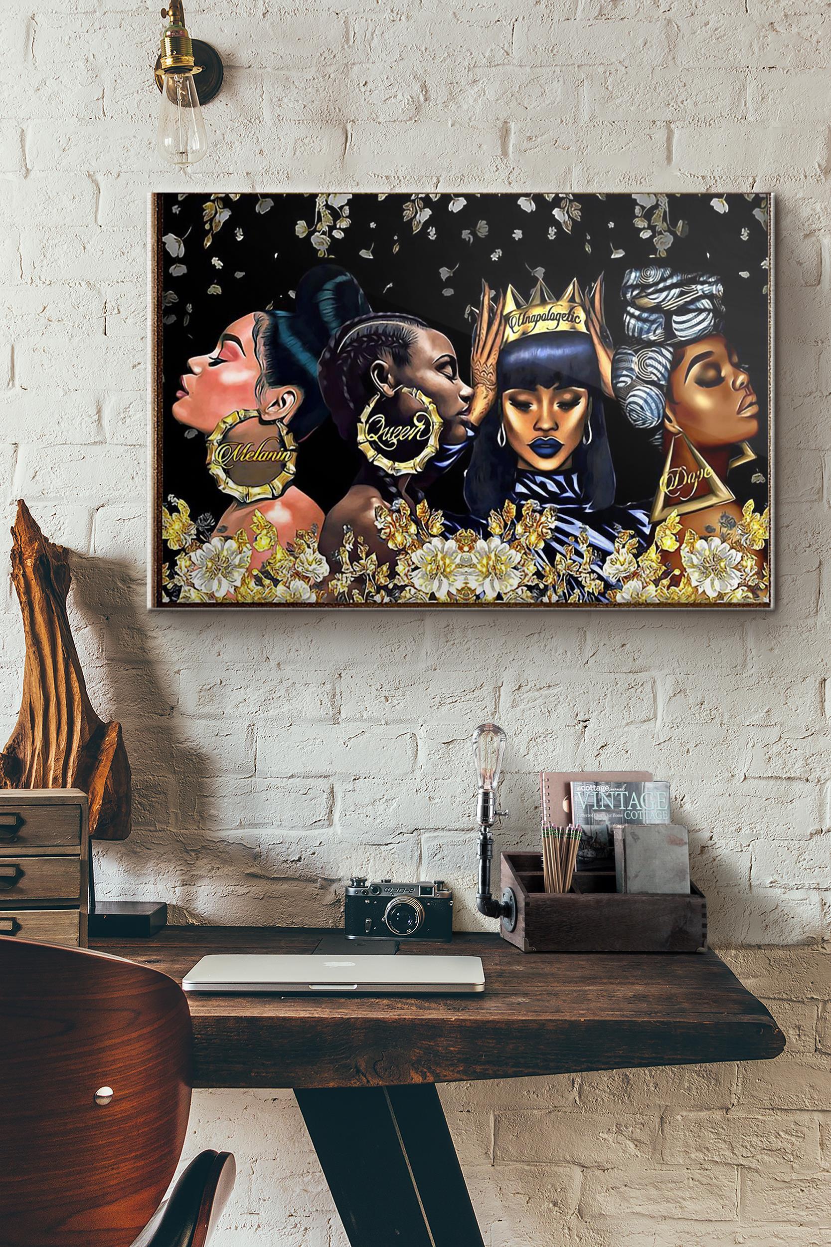 Black Woman Melanin Queen Unapologetic Dope Poster Wrapped Canvas