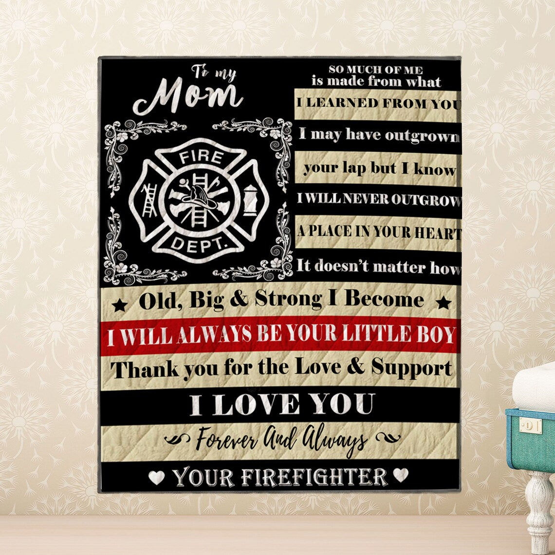 To My Mother I Love You Your Firefighter Fleece Blanket Gift For Family,Birthday,Parents,Mother,Mom Gift Home Decor Bedding Couch Sofa Soft And Comfy