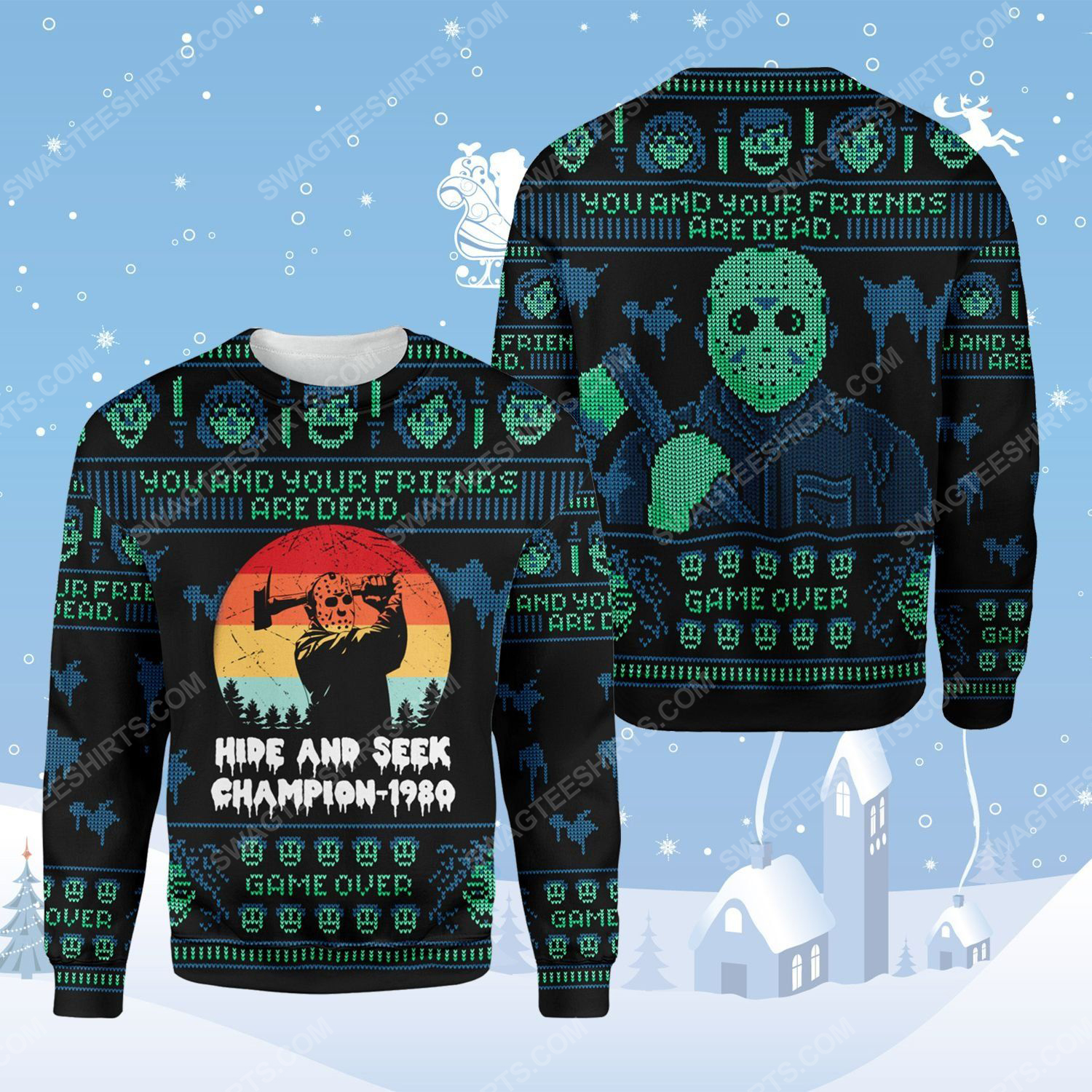 [Special Edition] Jason Voorhees Hide And Seek Champion 1980 Ugly Christmas Sweater – Maria