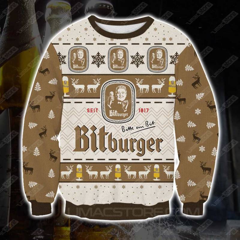 Bitburger V2 3D Print Ugly Christmas Sweatshirt