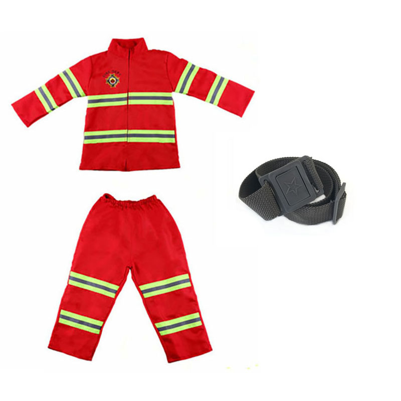 Boys Firefighter Cosplay Carnival Party Halloween School Performance Uniform Costume Jobs Role-play Fireman Fancy Toys Sam Set alx