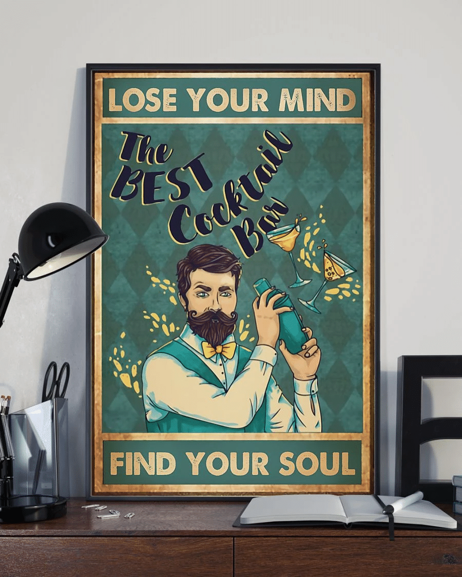 Bartender Poster Canvas – Lose Your Mind Find Your Soul Vintage Home Decor Wall Art Evg80633