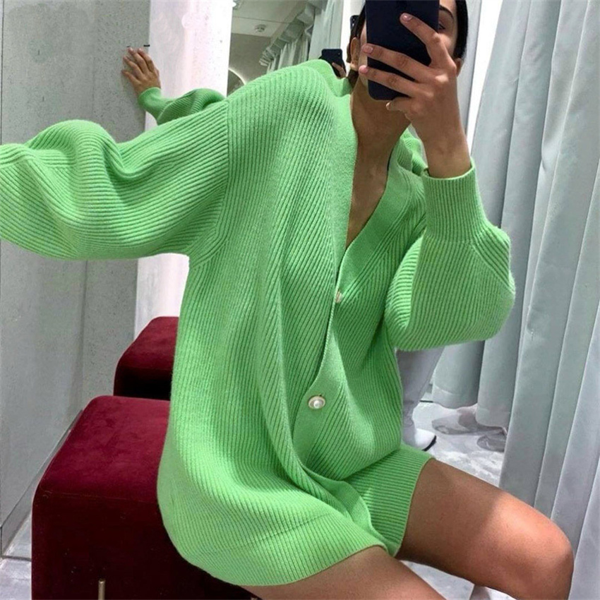 Winter Solid Long Cardigan Women Oversize Knitted Jacket Loose Warm Sweater Cardigans Y2k Knitwears Long Sleeve Jumper Femme alx