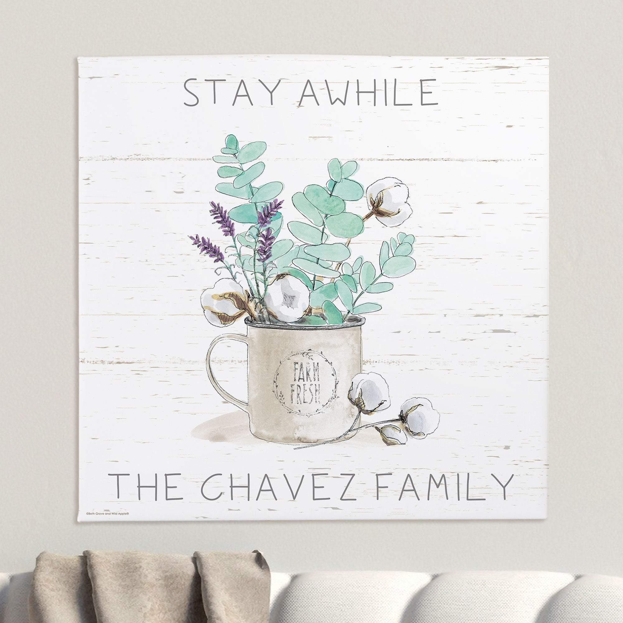 [Personalized Name] Farmhouse Cotton Mug Bouquet – Perfect Gift Mother’S Day, Gift For Family, Best Idea Home Decor – Matte Canvas, Wall Art, Canvas Prints