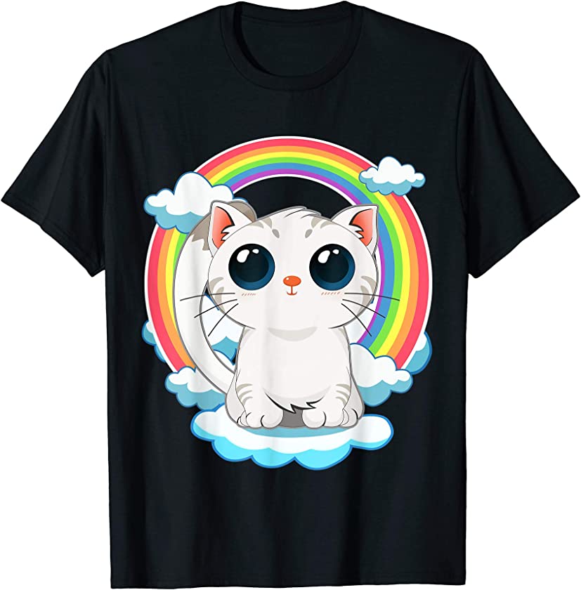 LGBT Pride Cute Cat with Rainbow for Cat and Kitten Lovers T-Shirt