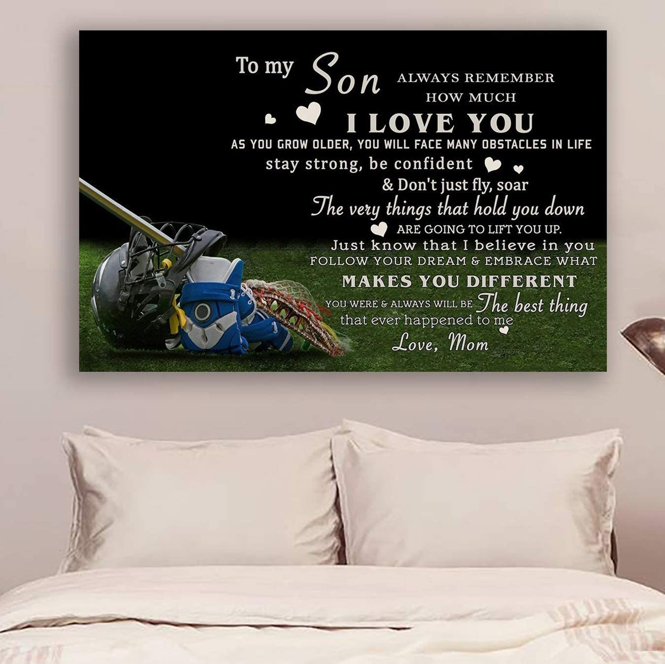 Poster for Room Aesthetic -Command Strips Wall Decor – Cv918 Qh Lacrosse Poster – Mom to Son – I Love You