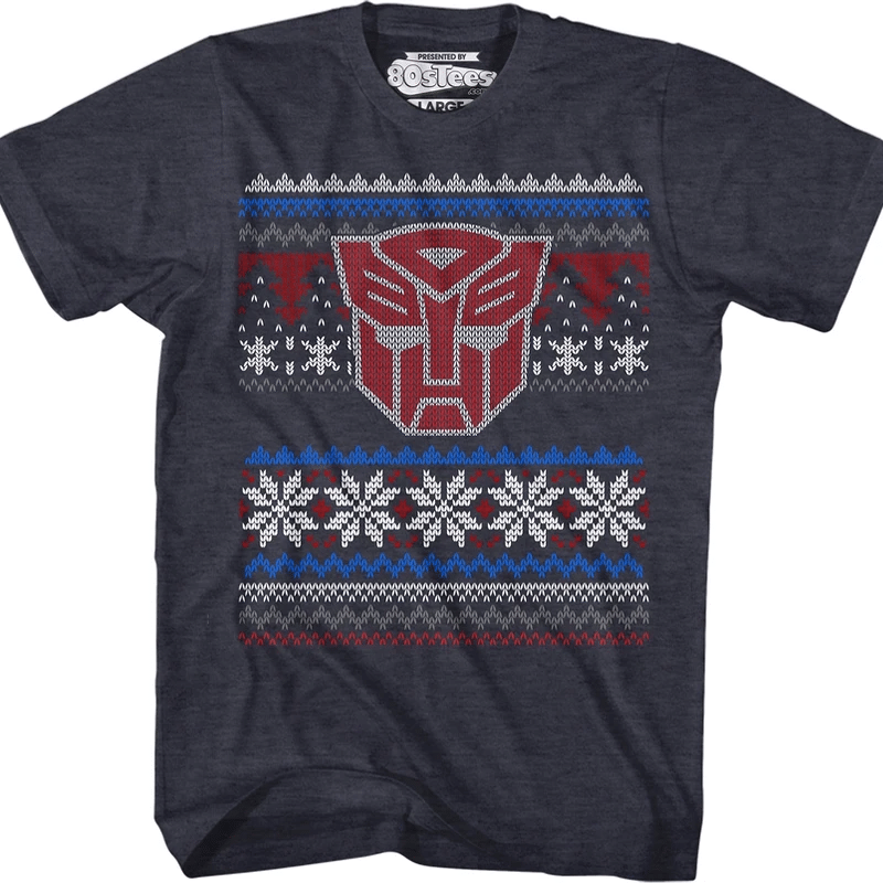 80 Tees Autobot Faux Ugly Christmas Sweater Transformers T-Shirt