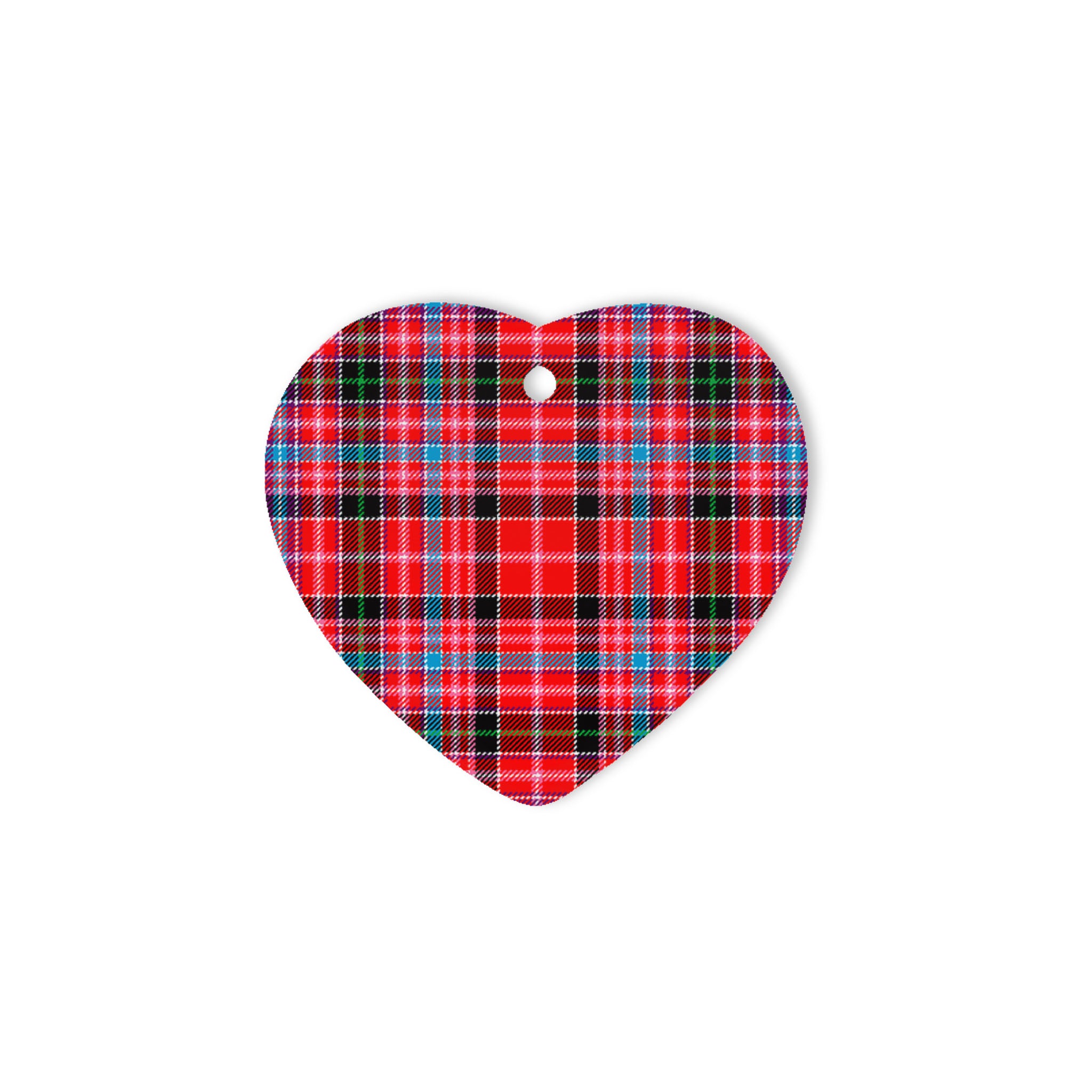 Straiton Tartan Heart Ornaments, Christmas Tree Ornament, Plaid Christmas Ornaments, Ceramic Heart Christmas Tree Decoration