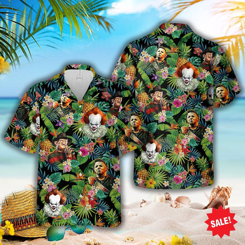 Horror Movie Characters It Tropical Forest All Over Print Hawaii Shirt Black Ha35911