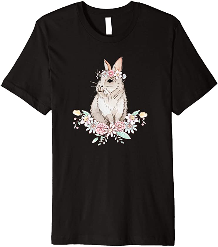 Cute Bunny Floral Easter Rabbit Lover Bunny Mom Easter Gift Premium T-Shirt