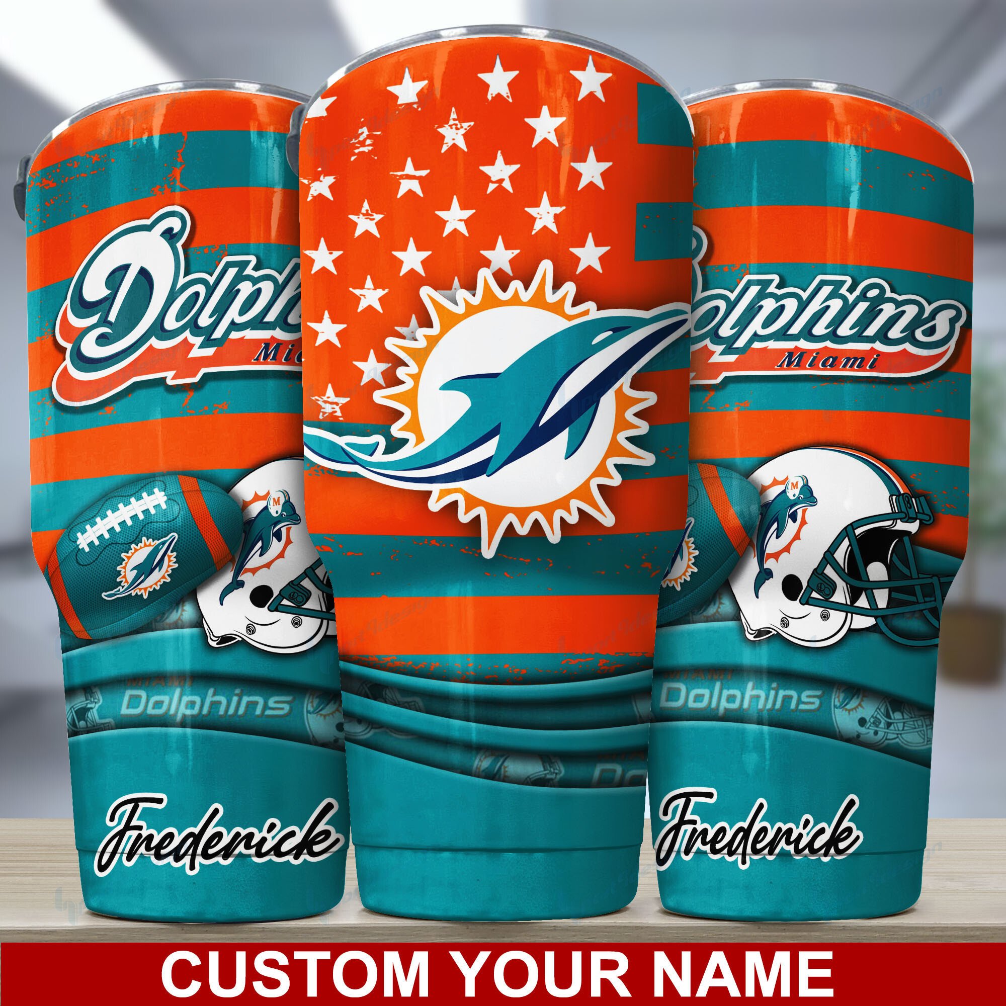 Miami Dolphins Custom Name Tumbler Bg48