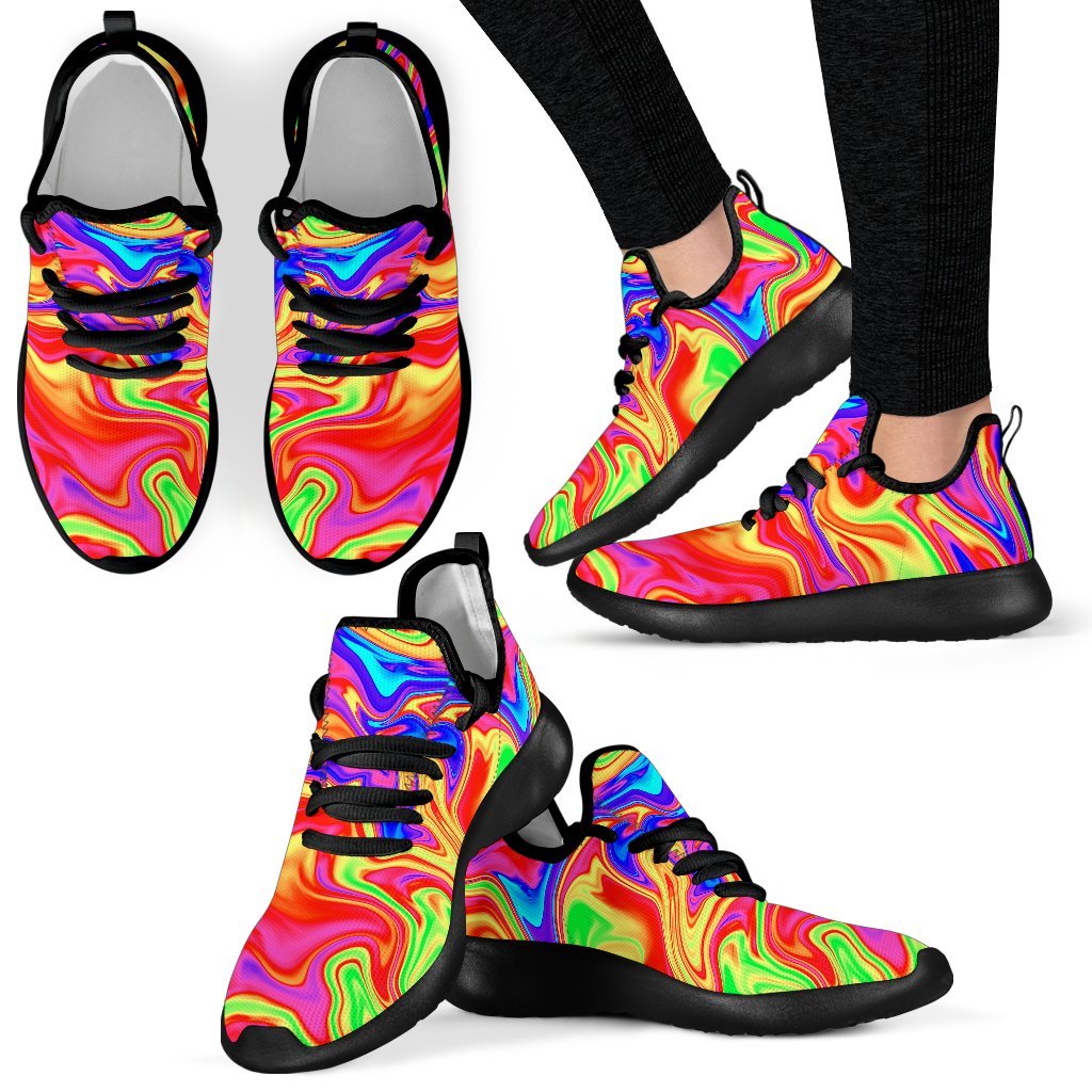 Abstract Colorful Liquid Trippy Print Mesh Knit Shoes