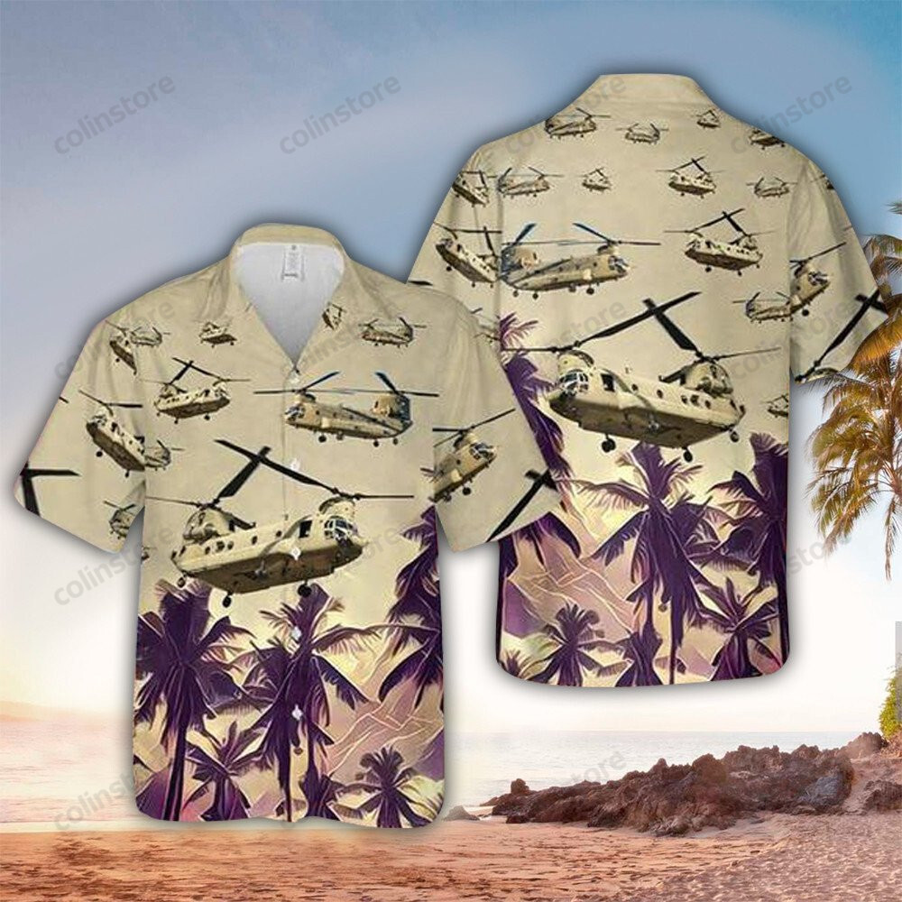 Helicopter Hawaii Button Up Shirt Aloha Ha102130